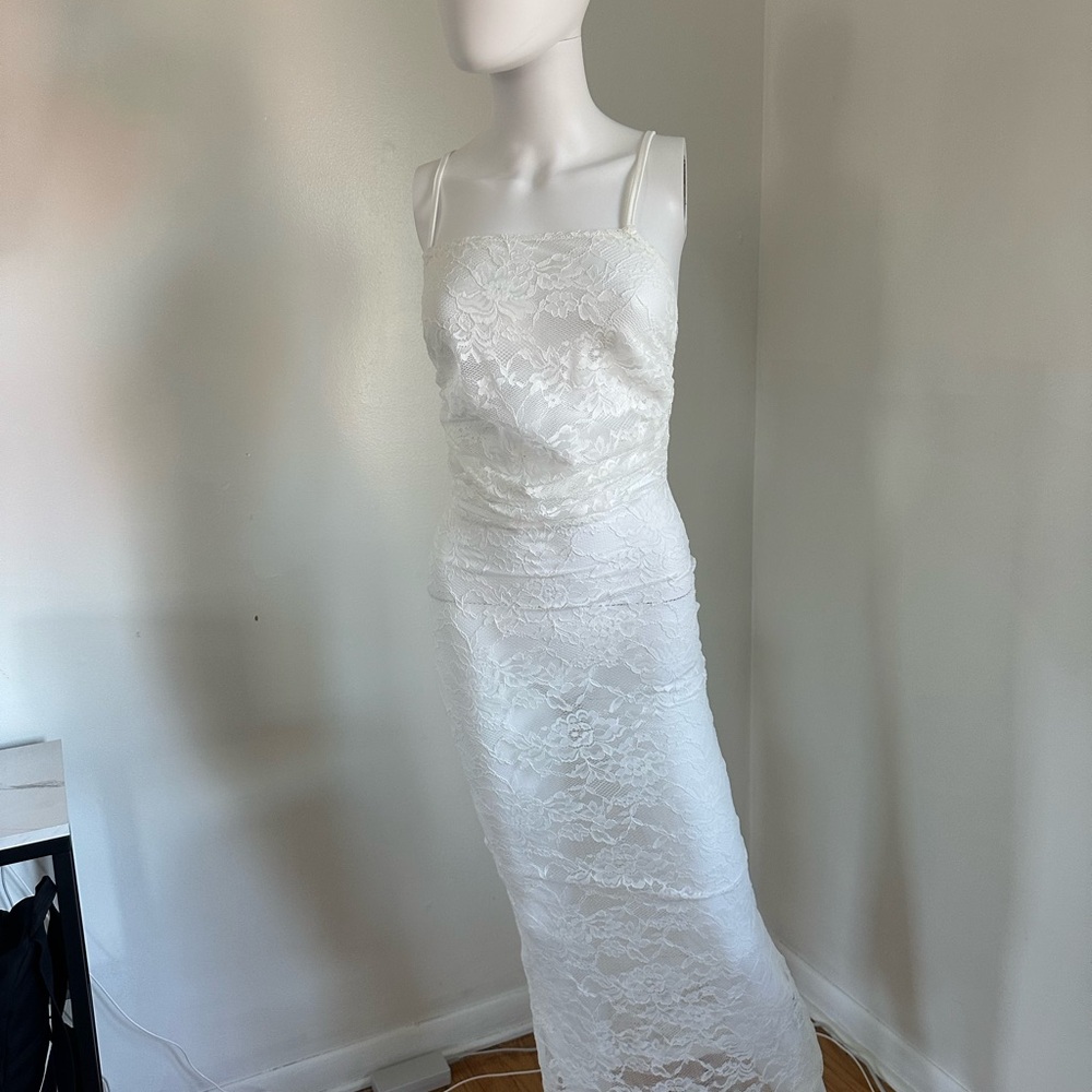 White Lace Slip Dress with Spaghetti Straps